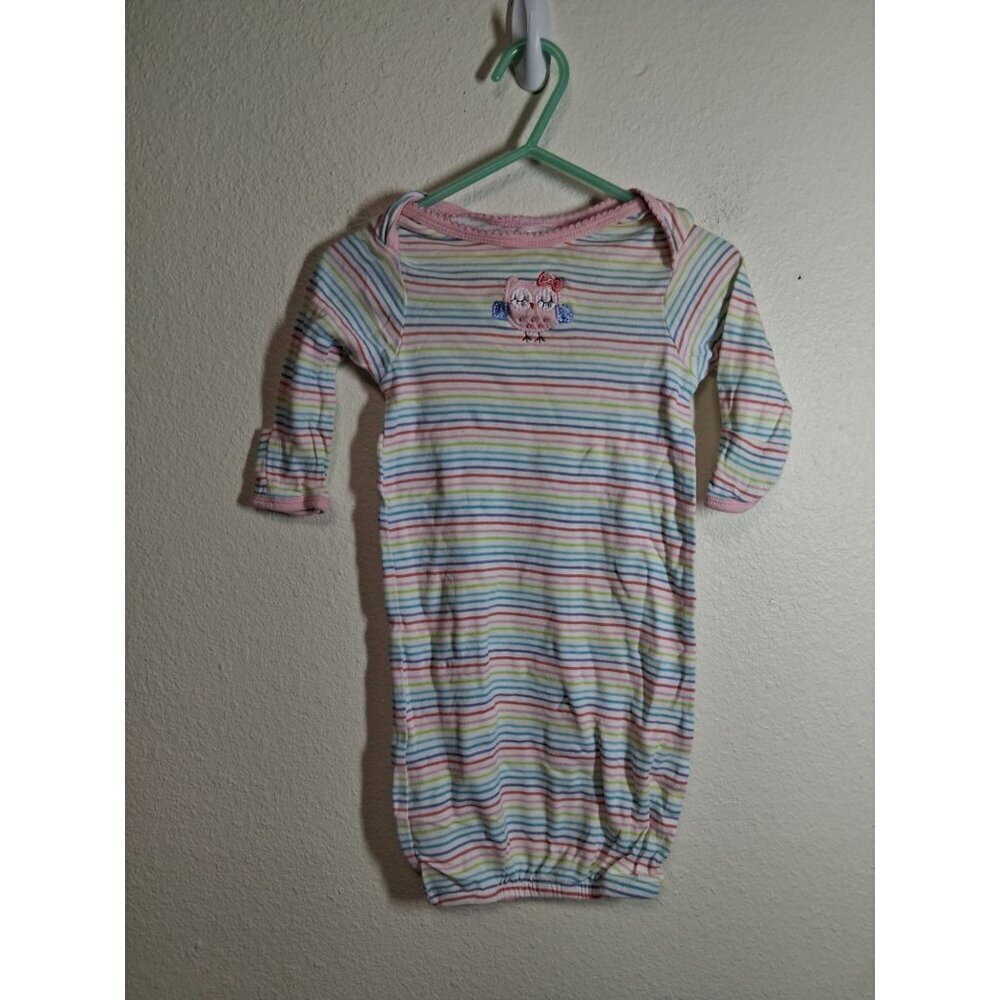 Gerber Cotton Sleep Sack Striped Owl Infant Baby Girls 0-6 Months
